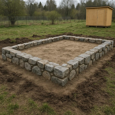 Бутовый фундамент под хозблок 4×8